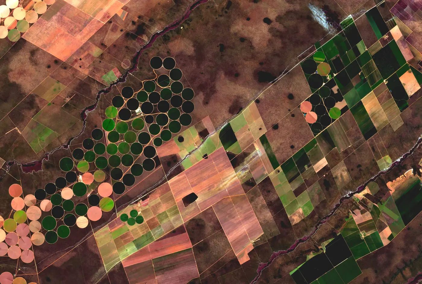 Imagem de satélite de áreas agrícolas